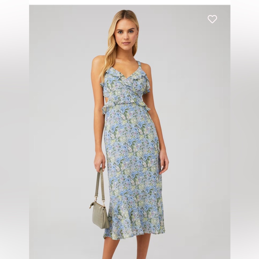Astr Blue Floral Midi Dress